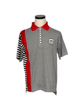Ellesse 80s Striped Polo Shirt Black White Red Medium New With Tags
